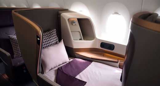Fully flat bed in Business Class