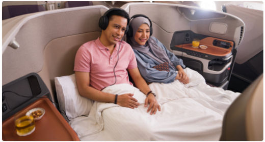 Lit entièrement plat en classe Affaires