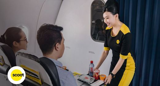 Passengers enjoying Scoot's inflight experience on SIA-Scoot codeshare flight.