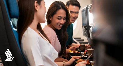 Passengers enjoying Singapore Airlines' inflight experience on SIA-Scoot codeshare flight.